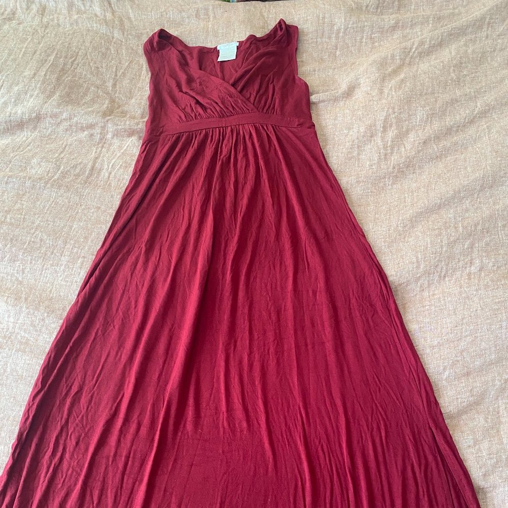 Matty M Red V-neck Maxi Dress